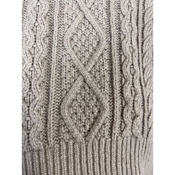 Banana Republic Wool Fisherman Knit Sweater XL Tan Cable Old Money Preppy Retro - Picture 5 of 9